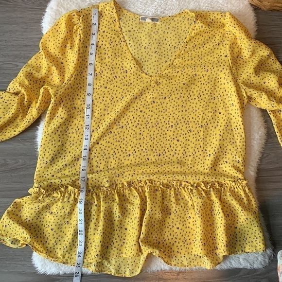 PLEIONE Boho Yellow & Lilac Long Sleeve Blouse Size Large - Picture 16 of 17